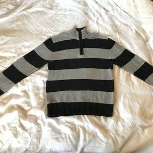 Boys Cotton Sweater Company 81 1/4 zip Striped Gray/Black M